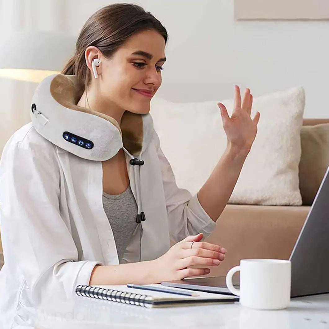 Masseur oreiller de cou et cervicales multifonctionnel, portable en forme de U